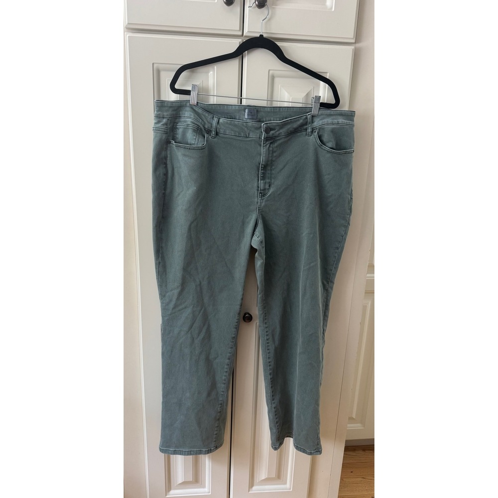 Dressbarn Green Denim Jeans Comfort Stretch Casual Pants Plus Size